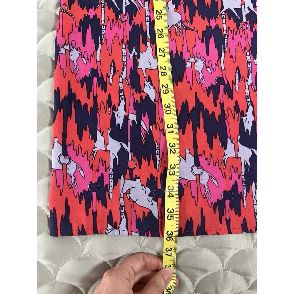 Vero Moda  Colorful Equestrian Horse Dress XS Short Sleeve Button Up Western - Picture 6 of 10
